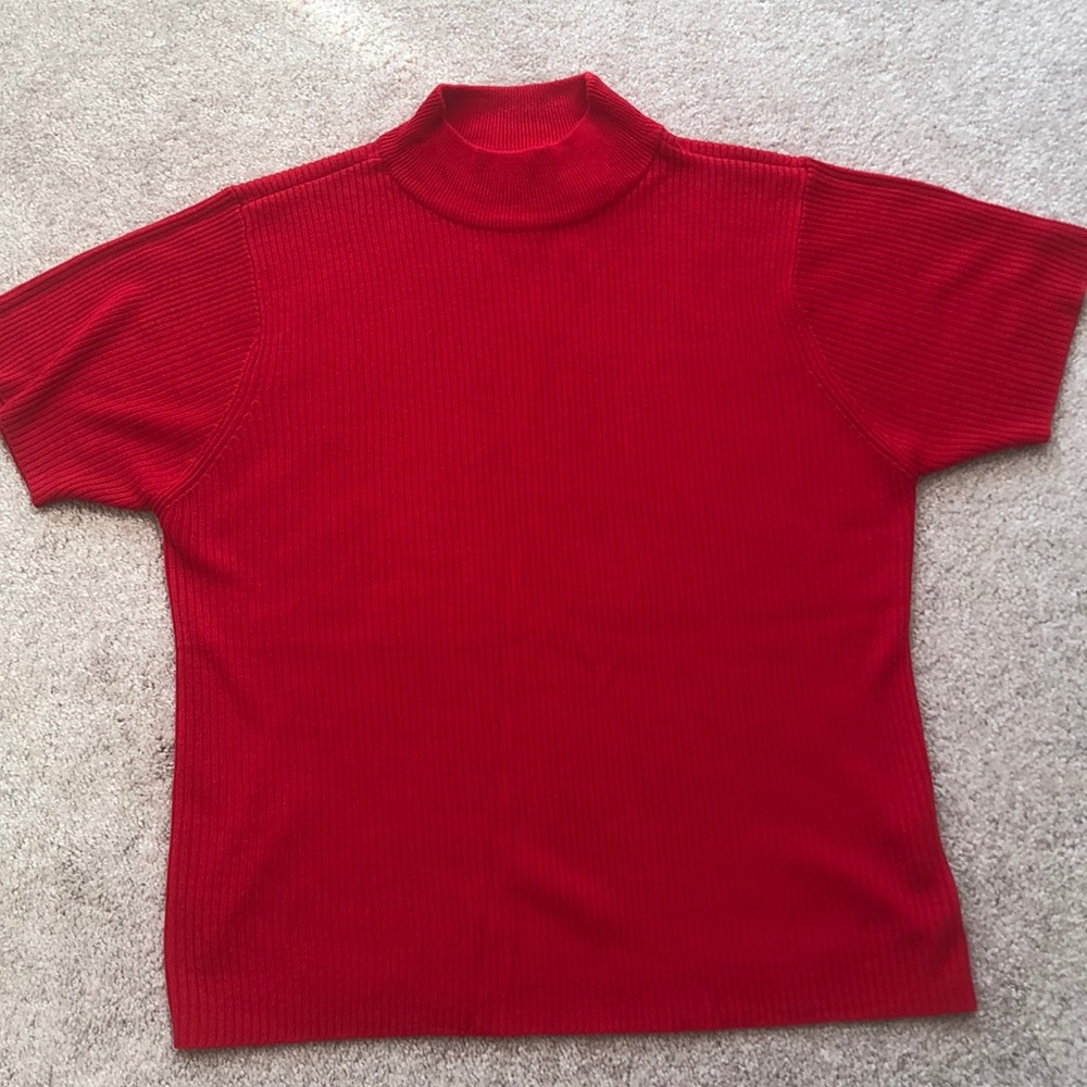 Silky soft bright cherry red light weight knit top